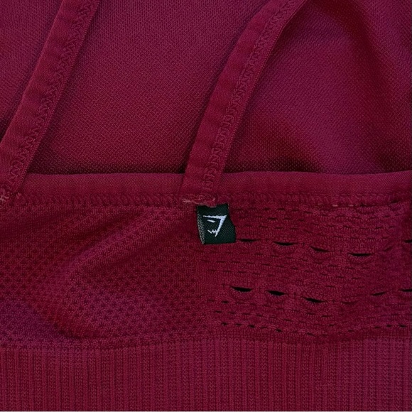 GYMSHARK Sports Bra Burgundy with Strappy Back XXS - Picture 3 of 8